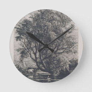 The Willow (etching) Round Clock