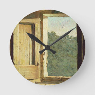 The Window (oil on canvas) Round Clock