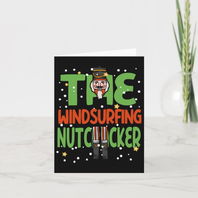 The Windsurfing Nutcracker Funny Christmas Pajama  Card (Front)