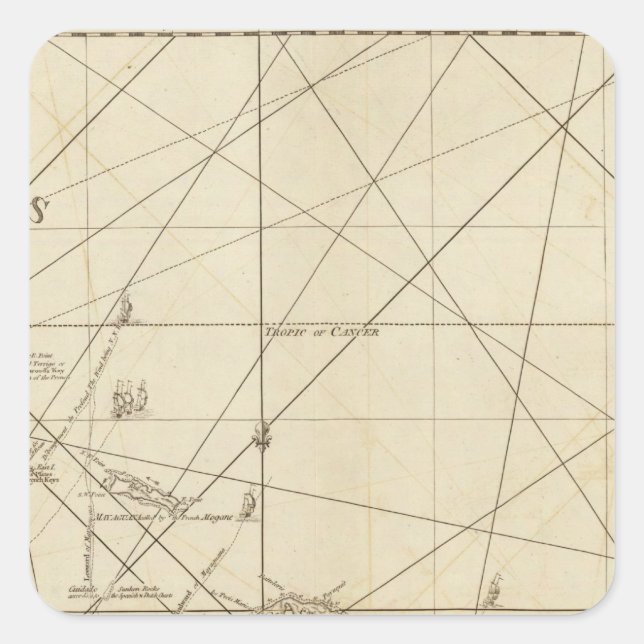 The Windward Passage with several passages Square Sticker (Front)