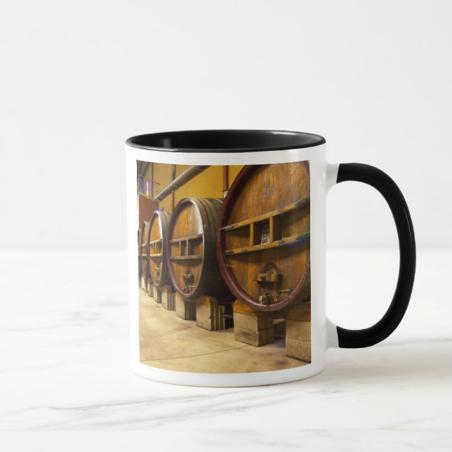 The wine cellar winery with big old wooden casks mug (Right)