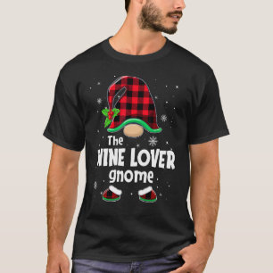 The Wine  Gnome Buffalo Plaid Christmas Matching F T-Shirt