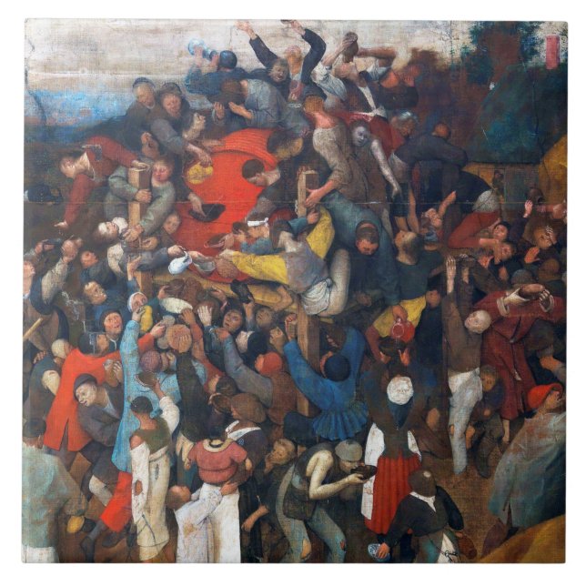 The Wine of Saint Martin's Day, Pieter Bruegel Ceramic Tile (Front)
