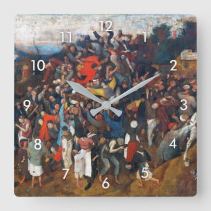 The Wine of Saint Martin's Day, Pieter Bruegel Square Wall Clock