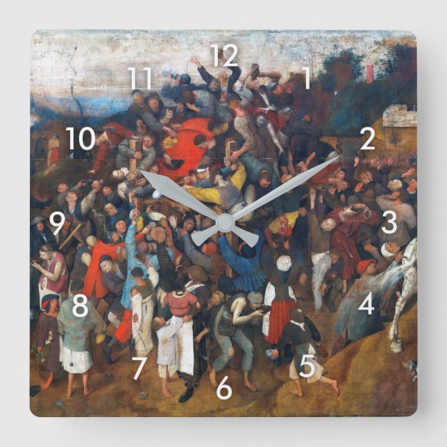 The Wine of Saint Martin's Day, Pieter Bruegel Square Wall Clock (Front)