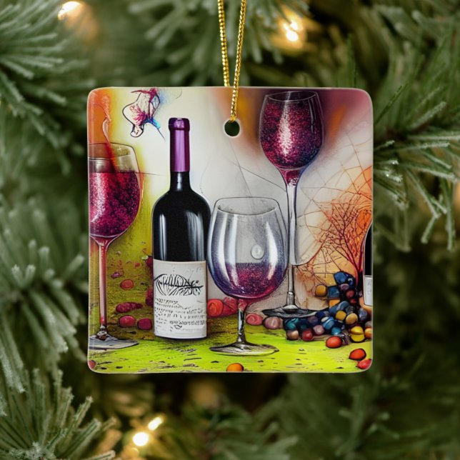 The Wine Tasting Colorful Personalized Ceramic Ornament (Tree)