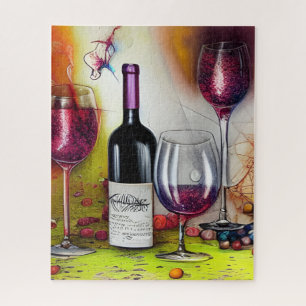 The Wine Tasting Colourful Digital Art Jigsaw Puzzle