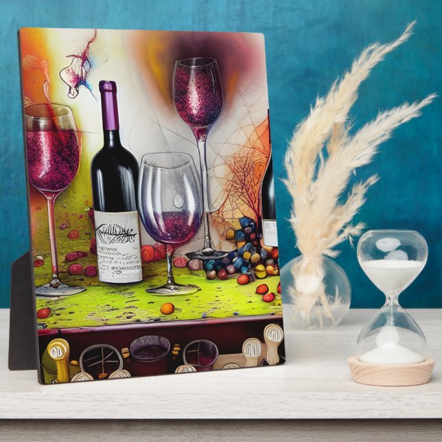 The Wine Tasting Colourful Digital Art Tabletop Plaque (Side)