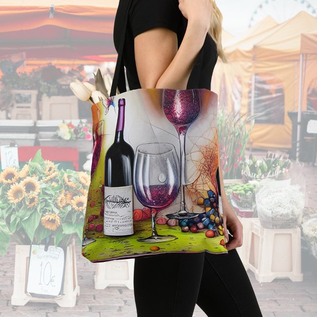 The Wine Tasting Colourful Digital Art   Tote Bag (Creator Uploaded)