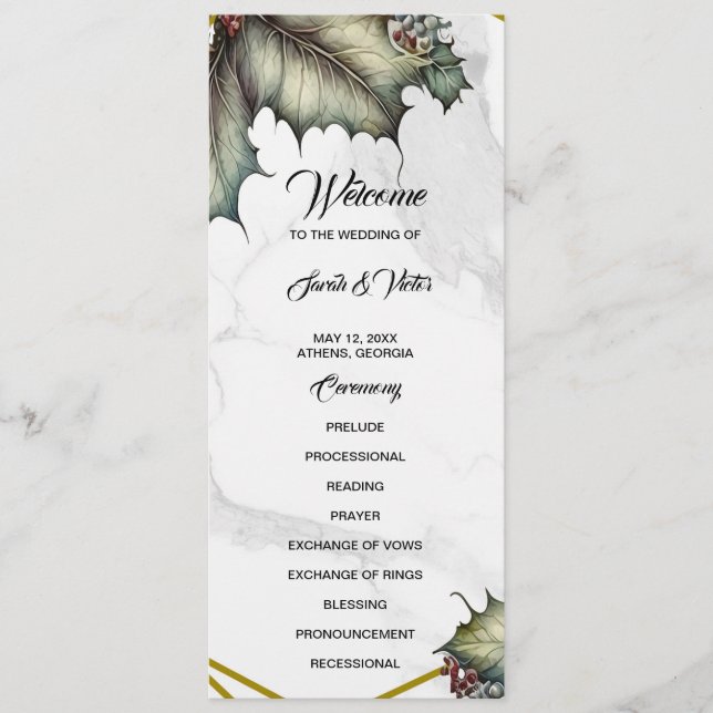 The Winery 2 sided Program Card (Front)