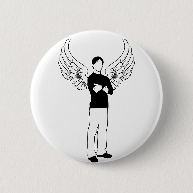 The Winged Borrower 6 Cm Round Badge (Front)