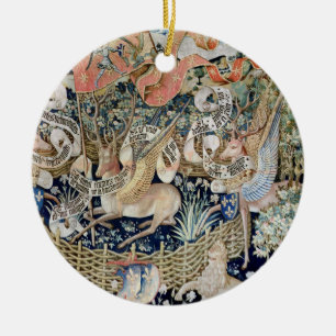 The Winged Deer (tapestry) Ceramic Ornament
