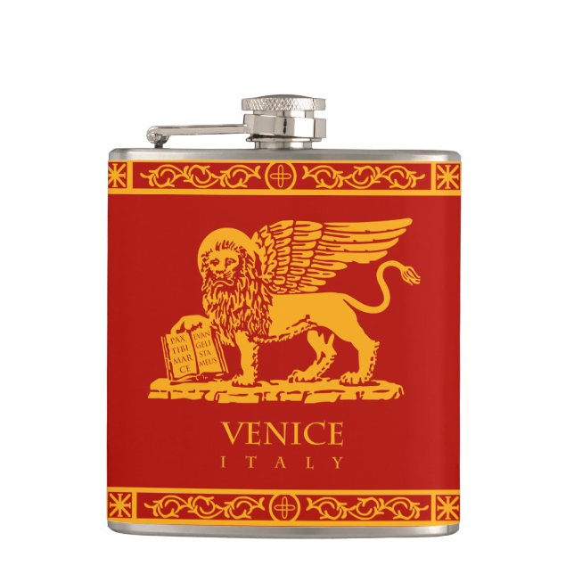 The Winged Lion of Venice, Italy Hip Flask (Front)