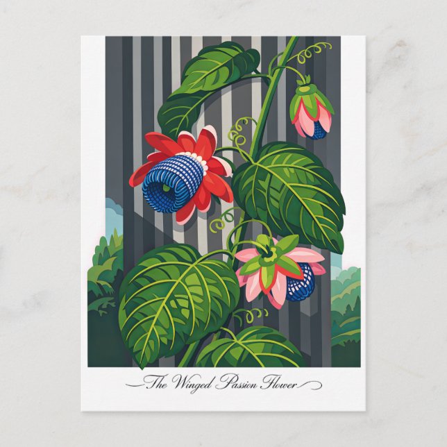 The Winged Passion Flower Botanical Art Postcard (Front)
