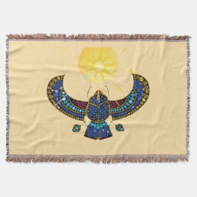 The Winged Scarab of Ancient Egypt Throw Blanket (Front)
