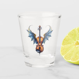 The Winged Violin of Moonlit Realms Shot Glass