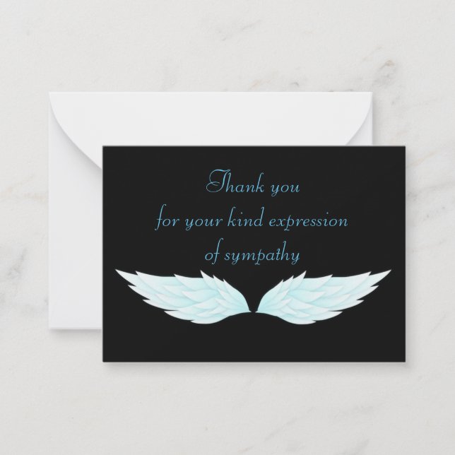 The Wings Blue White After Funeral Thank You Cards (Front)