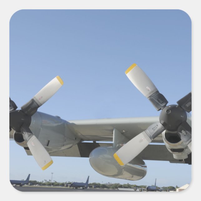 The wings of an LC-130 Hercules Square Sticker (Front)