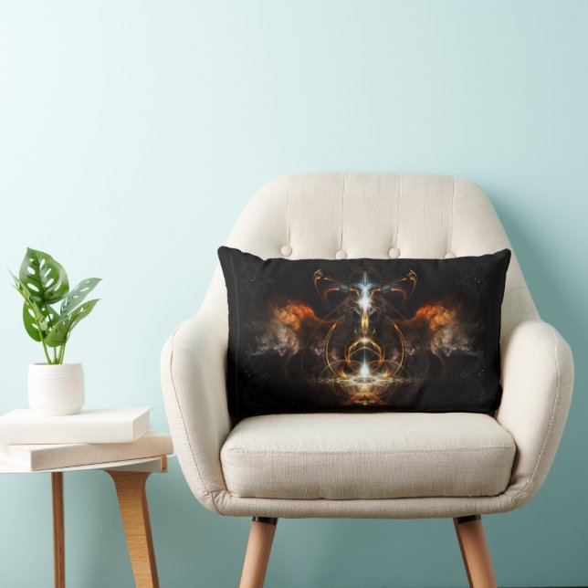 The Wings Of Fire Fractal Art by Xzendor7 Lumbar Cushion (Chair)