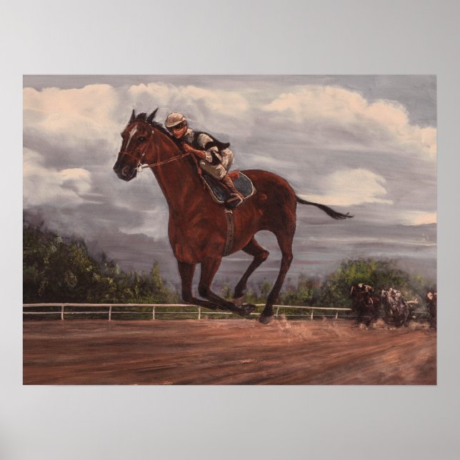 The Winner- Thoroughbred Horse Racing Painting Poster (Front)