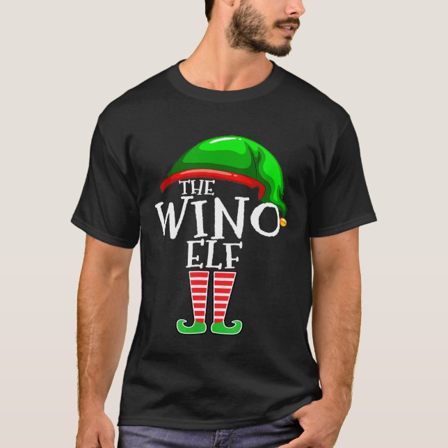 The Wino Elf Family Matching Group Christmas Drunk T-Shirt (Front)