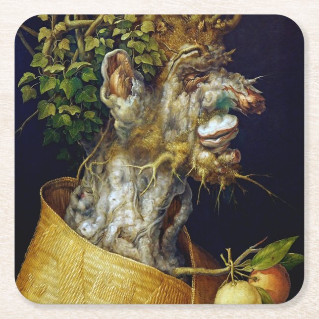 The Winter, Arcimboldo Square Paper Coaster (Front)