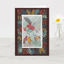 the Winter Earth Song Crimson Red Greeting cards
