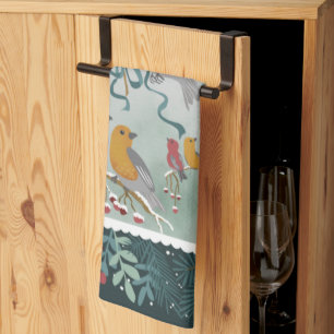 The Winter Earth Song Green Kitchen Towels