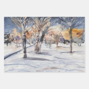 The winter forest wrapping paper sheet