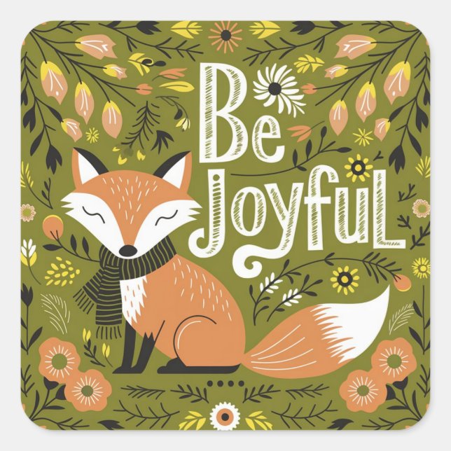 The Winter Fox of Christmas Square Sticker (Front)