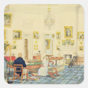 The Winter Room in the Artist's House at Patna, In Square Sticker
