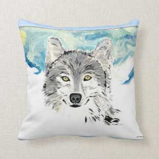 The Winter wolf throw pillow