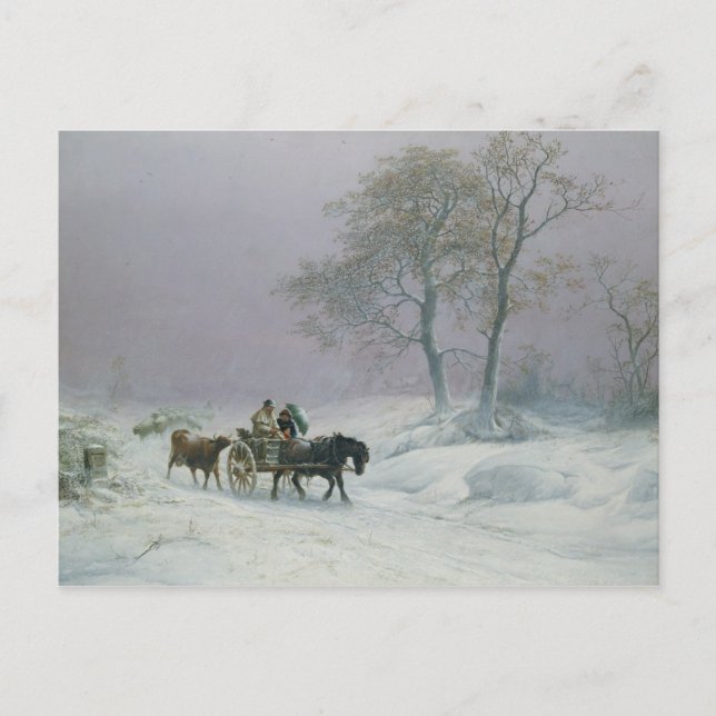 The wintry road to market postcard (Front)