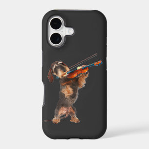 The Wirehair Dachshund Playing A Violin