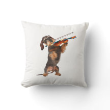 The Wirehaired Dachshund Playing A Violin