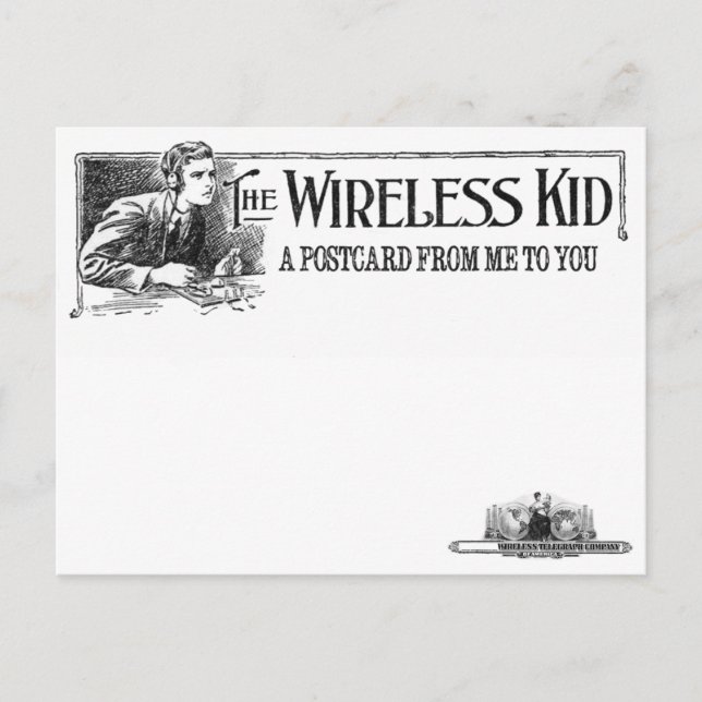 The Wireless Kid - Vintage Postcard (Front)
