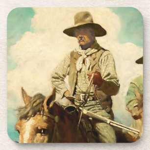 The Wiry Marshall Western Art by NC Wyeth Coaster