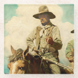 The Wiry Marshall Western Art by NC Wyeth Glass Coaster