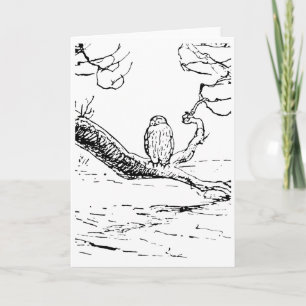 The Wise Old Owl on a Branch Card