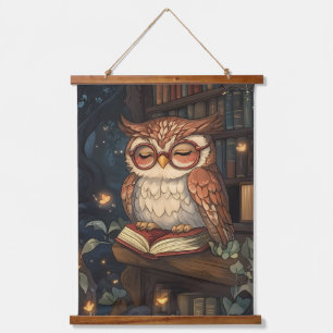 The Wise Owl’s Midnight Library Hanging Tapestry