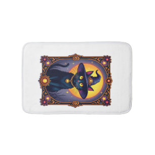 The Witch Cat Tarot Card Halloween Vintage Gothic  Bath Mat