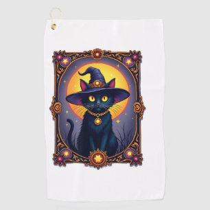 The Witch Cat Tarot Card Halloween Vintage Gothic Golf Towel