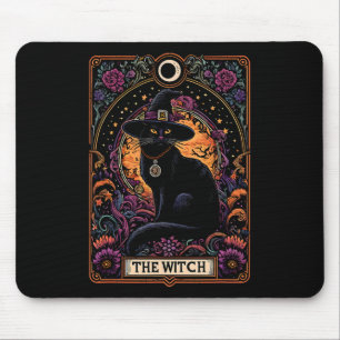 The Witch Cat Tarot Card Halloween Vintage Gothic Mouse Pad