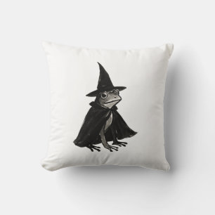 The Witch Frog – Ink Brush Halloween Design on Cushion