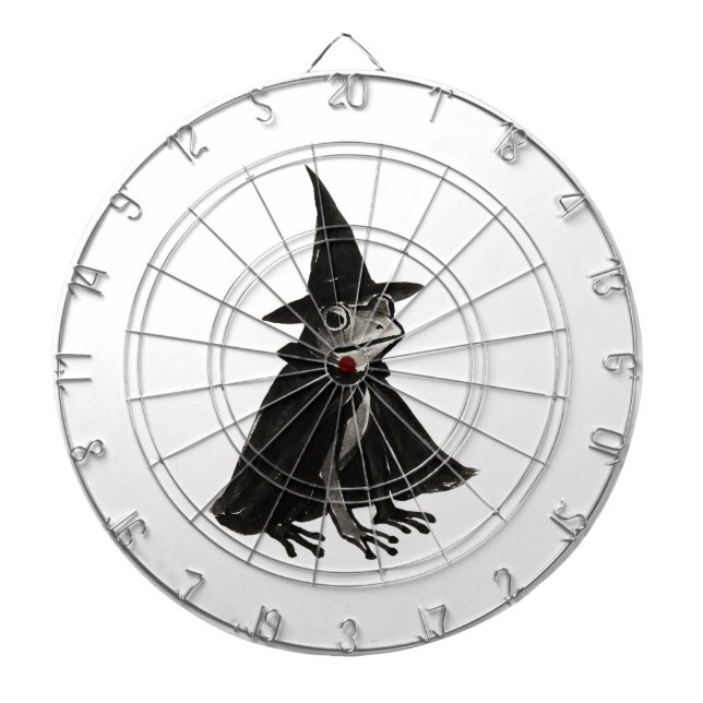 The Witch Frog – Ink Brush Halloween Design on Dartboard (Front)