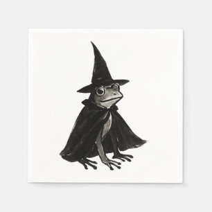 The Witch Frog – Ink Brush Halloween Design on Napkin