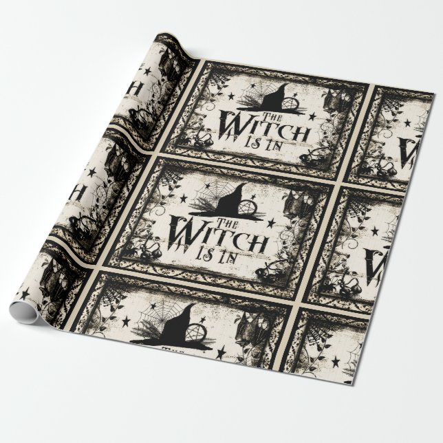 The Witch Is In!  Gift Wrapping Paper (Unrolled)