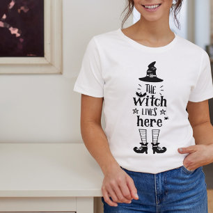 The Witch Lives here   Funny Halloween T-Shirt