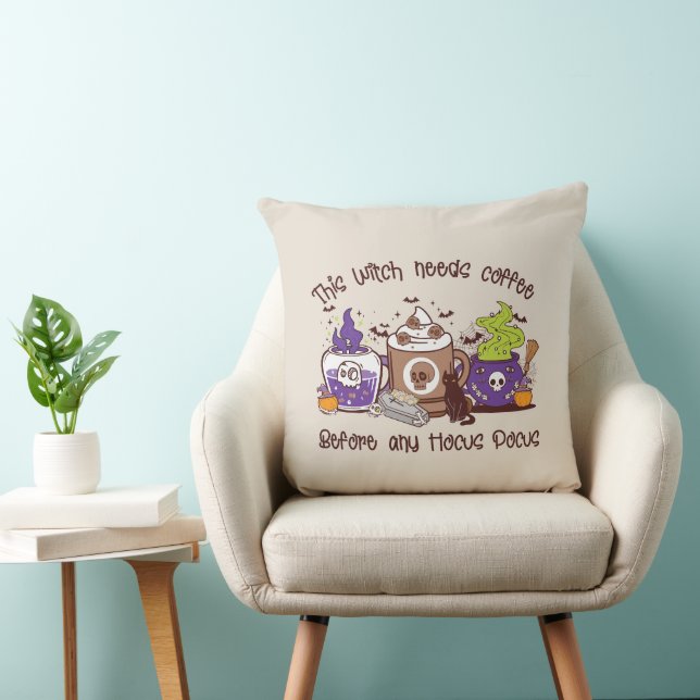 The Witch Needs Coffee - Coffee Lover Cushion (Chair)