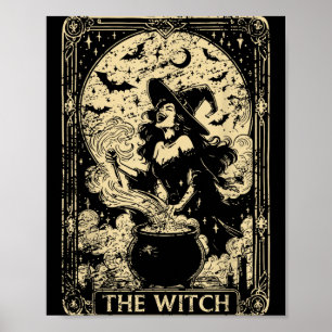 The Witch Tarot Card Halloween Vintage Gothic Men Poster